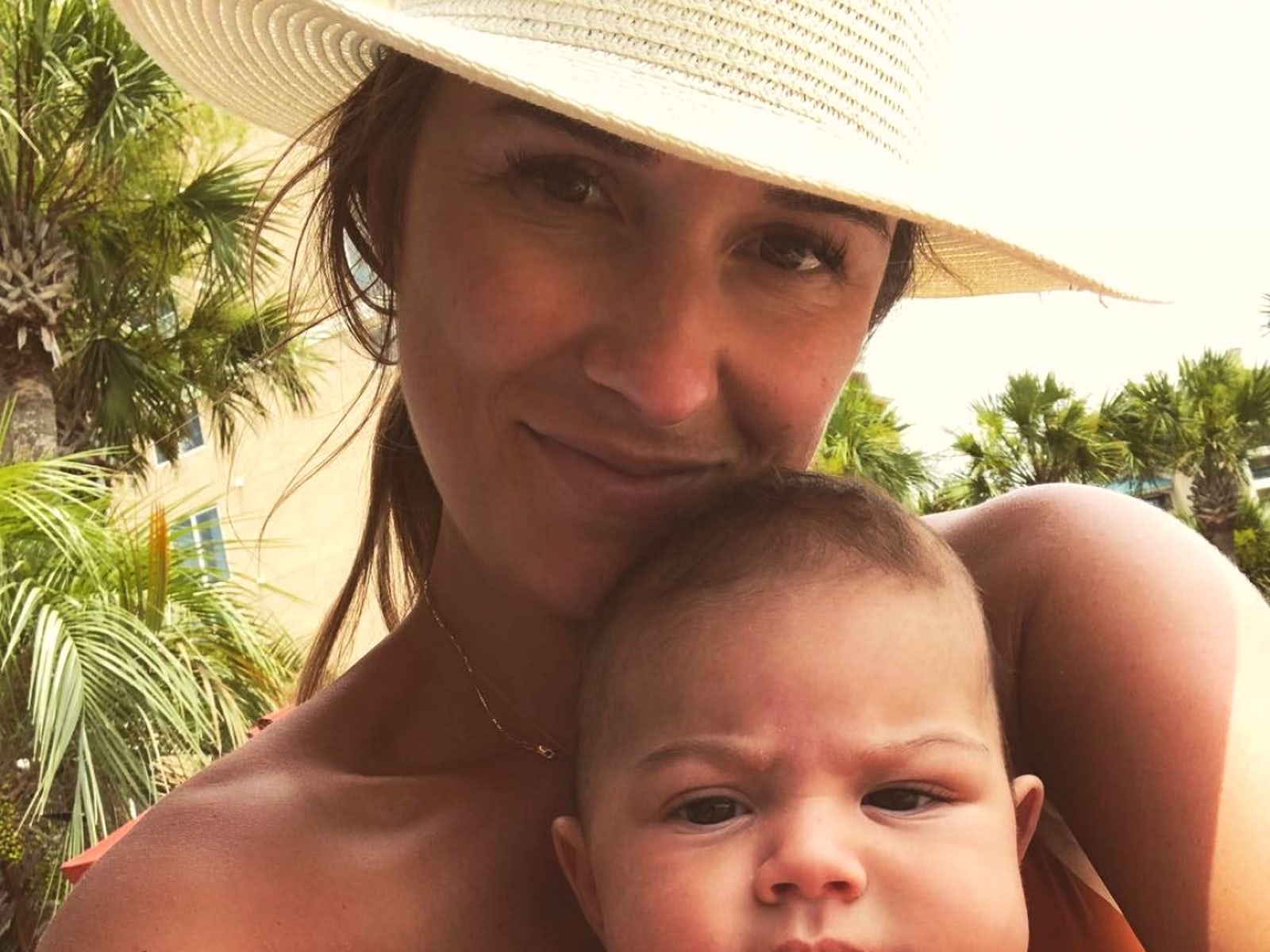 Jessie James Decker holds "chubby cheeked" new son Forrest in photo